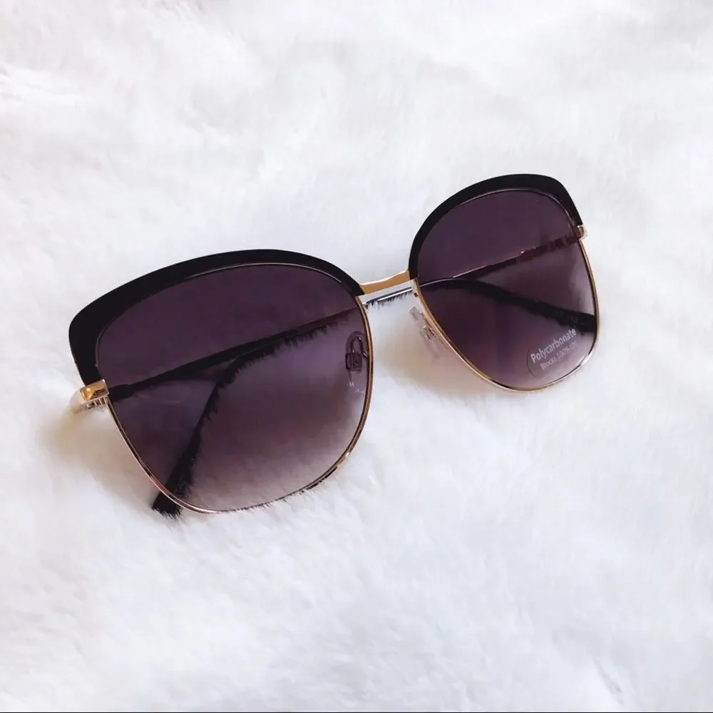 Robbie Black Full Rim Retro Cat Eye Sunglasses
